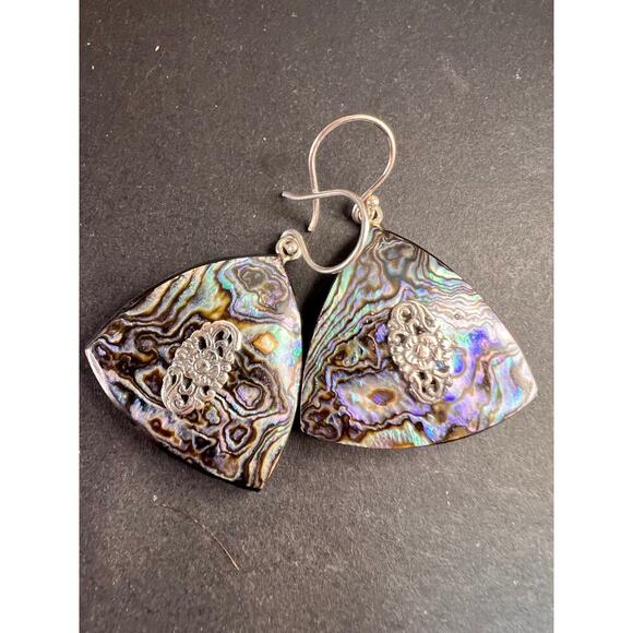 NEW Abalone shell sterling silver dangle earrings - Picture 1 of 10